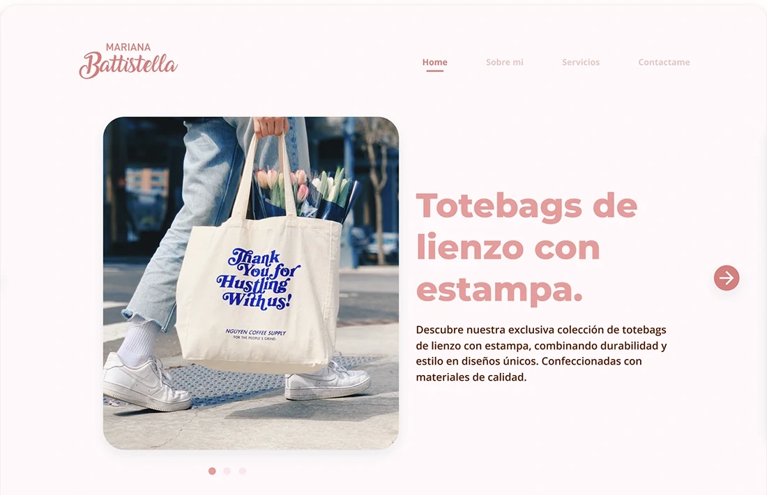 Mariana Battistella responsive portfolio and packaging services website